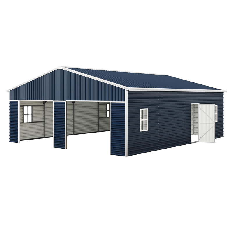 ☆American Garage AMERLIFE 25x30x11.5 Ft Outdoor Metal Garage Shed With Front Double